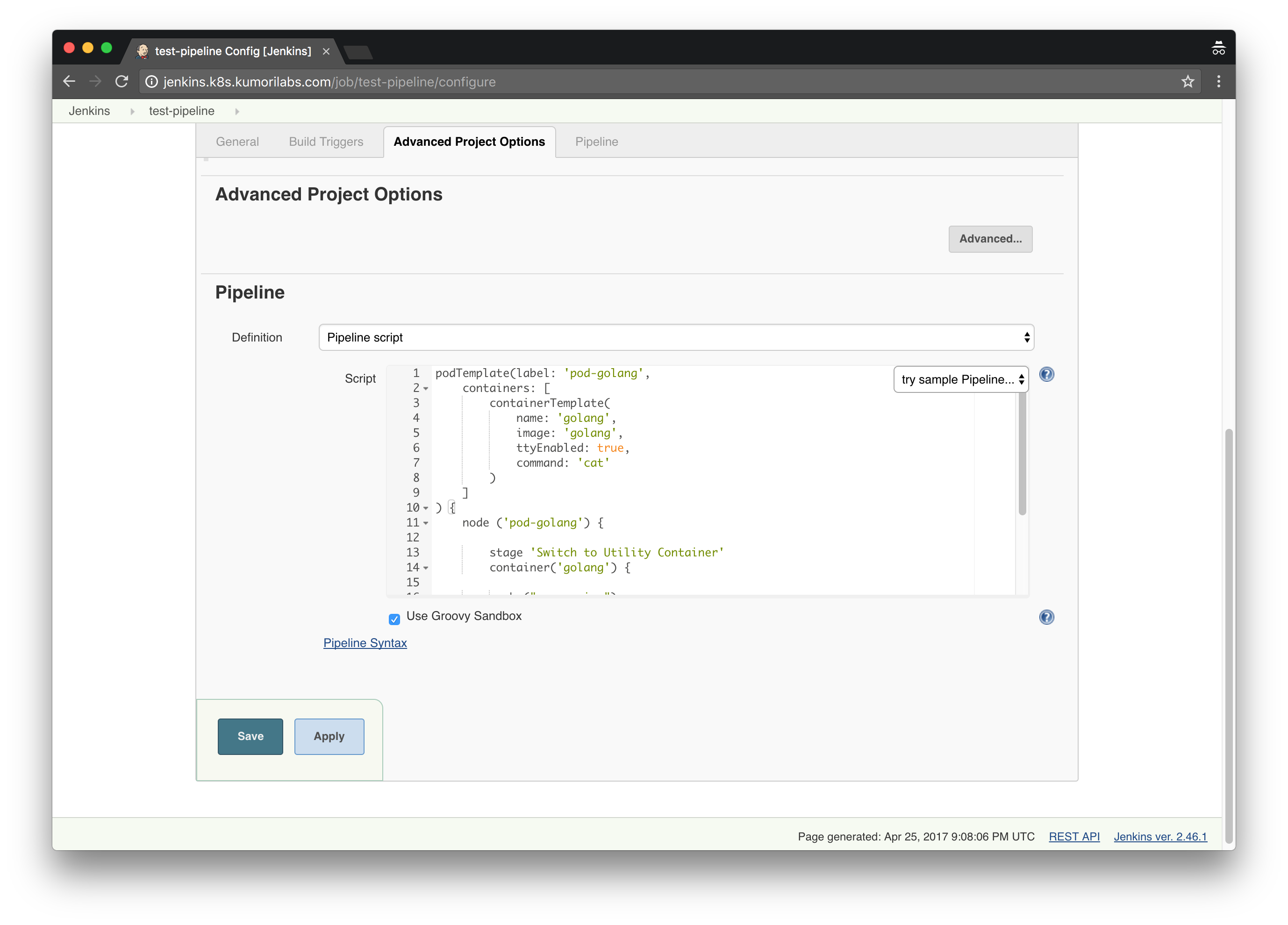 Jenkins - Add Script Test Pipeline Job